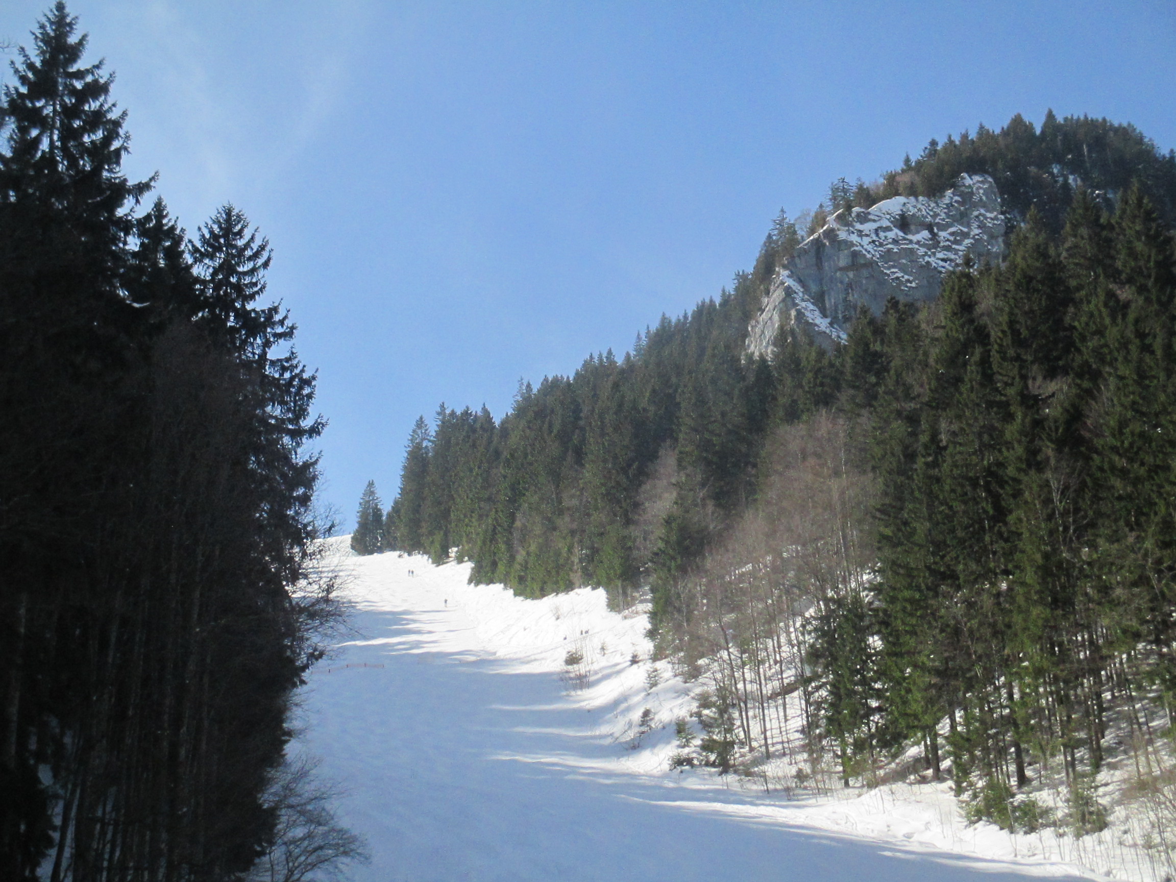 Blick auf die Tourenabfahrt vom Unternberg