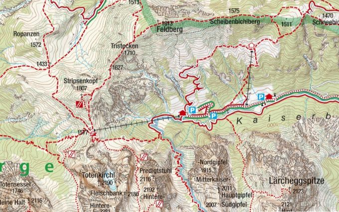 Ausschnitt Stripsenjoch aus der Kompass-Wanderkarte