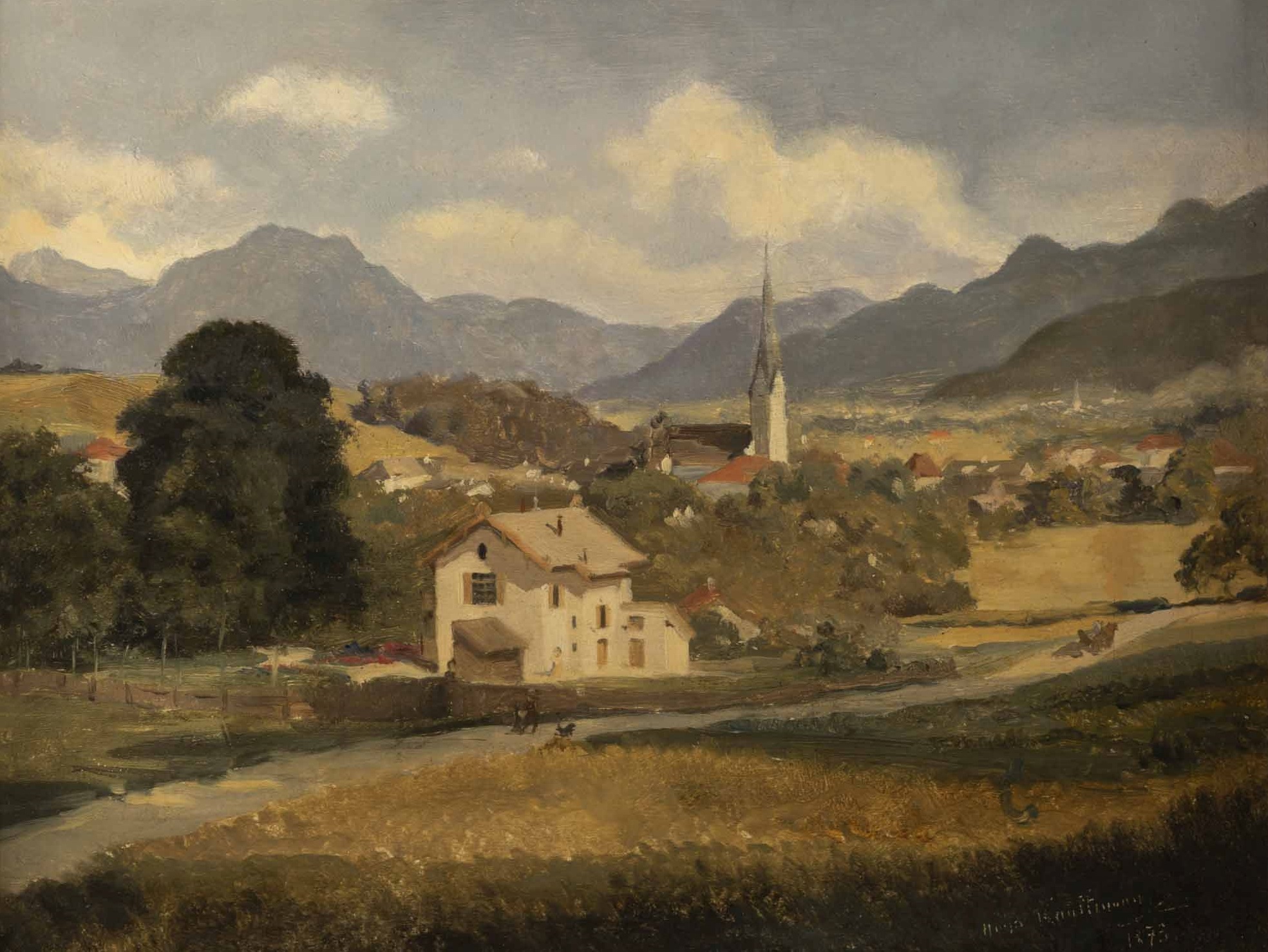 Hugo Kauffmann, Landschaft Prien, 1873, Öl/Holz. Die Jagd, das bäuerliche Leben sowie die holländischen Meister des 17. Jahrhunderts begeisterten Anton Burger und Hugo Kauffmann gleichermaßen. Bildrechte: Kunstsammlung des Marktes Prien a. Chiemsee Hugo Kauffmann, Landschaft Prien, 1873, Öl/Holz. Die Jagd, das bäuerliche Leben sowie die holländischen Meister des 17. Jahrhunderts begeisterten Anton Burger und Hugo Kauffmann gleichermaßen. Bildrechte: Kunstsammlung des Marktes Prien a. Chiemsee